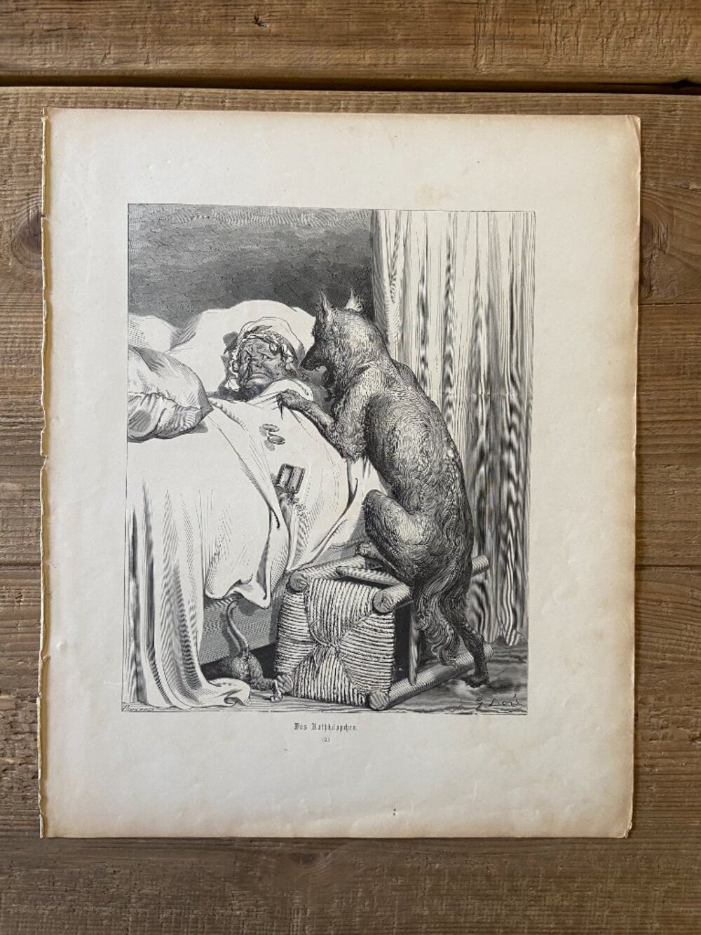 Gustave Dore, Little Red Riding Hood, Woodcut Engraving, Antique Print